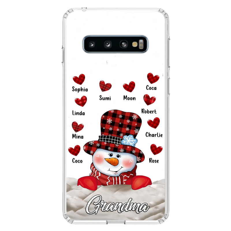 Personalized Snowman Grandma Phone Case - Christmas Gift Idea For Grandma - Up to 10 Kids - Case For iPhone/Samsung
