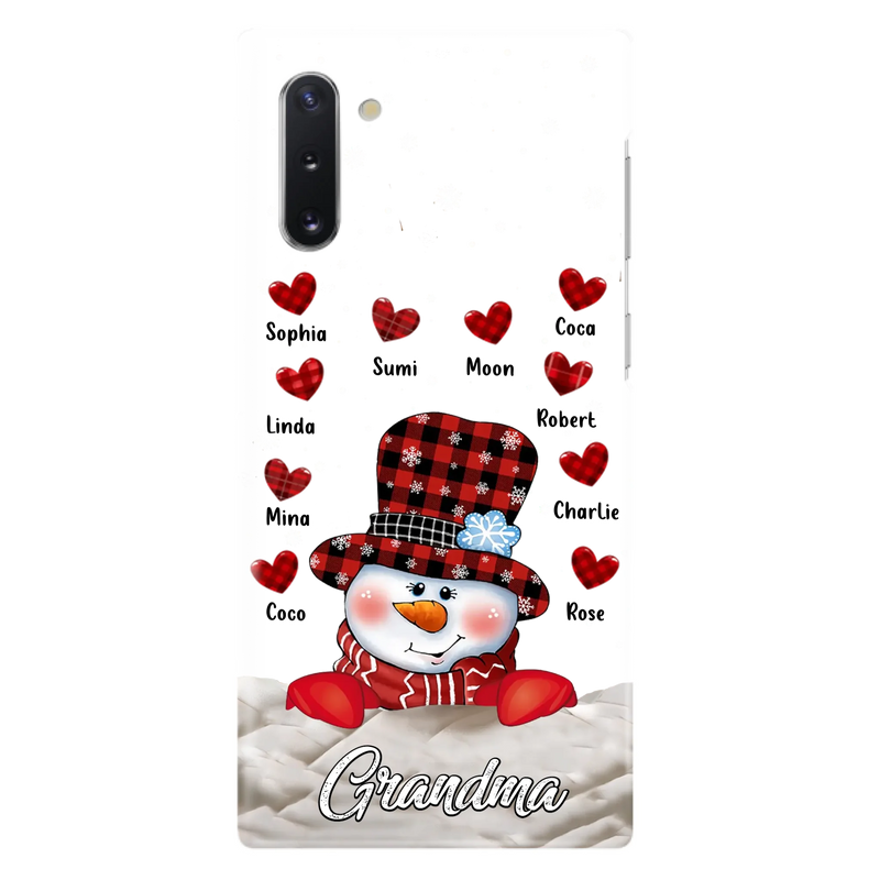 Personalized Snowman Grandma Phone Case - Christmas Gift Idea For Grandma - Up to 10 Kids - Case For iPhone/Samsung