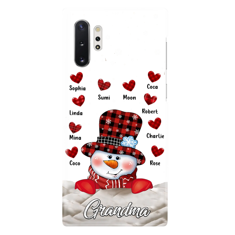 Personalized Snowman Grandma Phone Case - Christmas Gift Idea For Grandma - Up to 10 Kids - Case For iPhone/Samsung