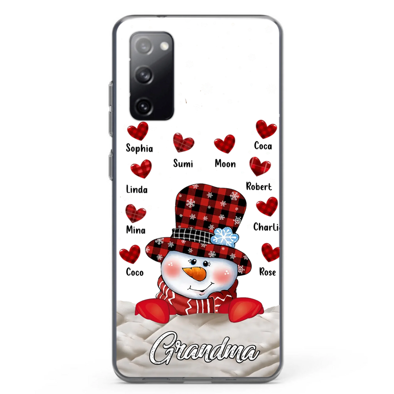 Personalized Snowman Grandma Phone Case - Christmas Gift Idea For Grandma - Up to 10 Kids - Case For iPhone/Samsung