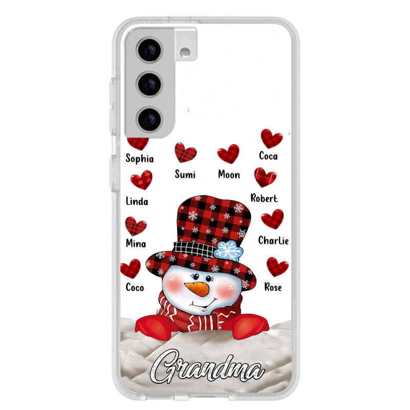 Personalized Snowman Grandma Phone Case - Christmas Gift Idea For Grandma - Up to 10 Kids - Case For iPhone/Samsung