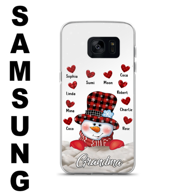 Personalized Snowman Grandma Phone Case - Christmas Gift Idea For Grandma - Up to 10 Kids - Case For iPhone/Samsung