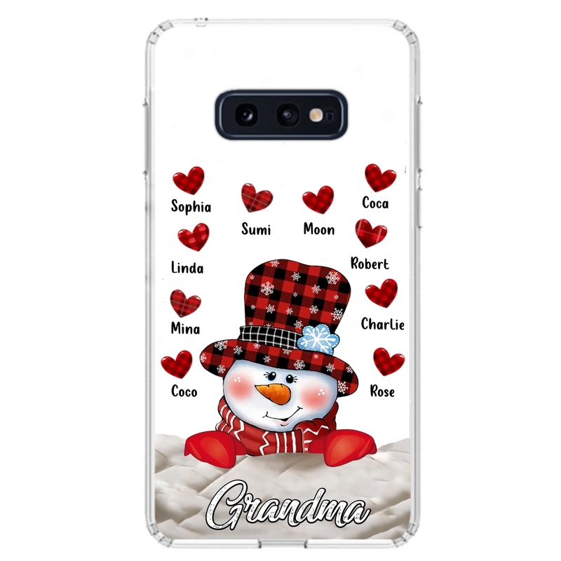 Personalized Snowman Grandma Phone Case - Christmas Gift Idea For Grandma - Up to 10 Kids - Case For iPhone/Samsung