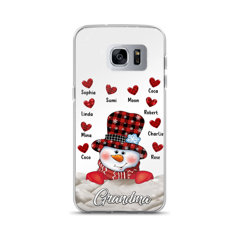 Personalized Snowman Grandma Phone Case - Christmas Gift Idea For Grandma - Up to 10 Kids - Case For iPhone/Samsung