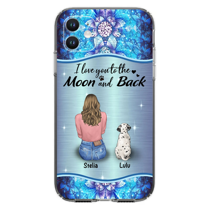 Personalized Dog Mom Phone Case - Upto 4 Dogs -Gift Idea For Dog Owners - I Love You To The Moon And Back - Case For iPhone/Samsung