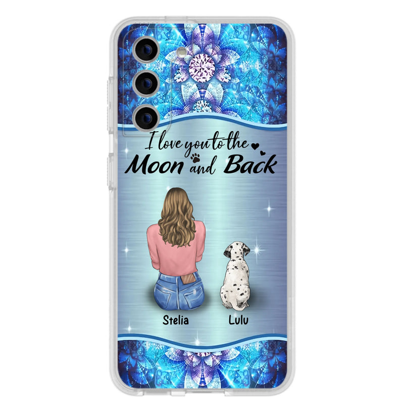 Personalized Dog Mom Phone Case - Upto 4 Dogs -Gift Idea For Dog Owners - I Love You To The Moon And Back - Case For iPhone/Samsung