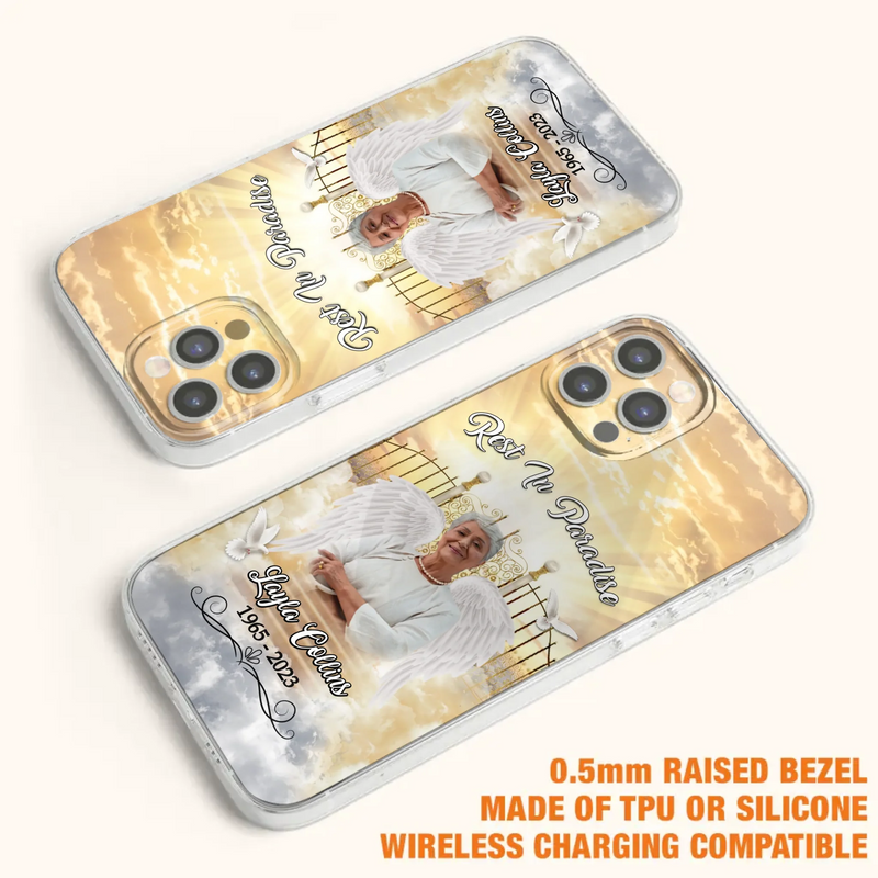Custom Personalized Rest In Paradise Memorial Phone Case - Upload Photo - Memorial Gift Idea For Family - Case For iPhone And Samsung