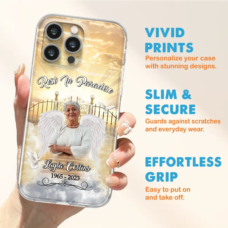 Custom Personalized Rest In Paradise Memorial Phone Case - Upload Photo - Memorial Gift Idea For Family - Case For iPhone And Samsung