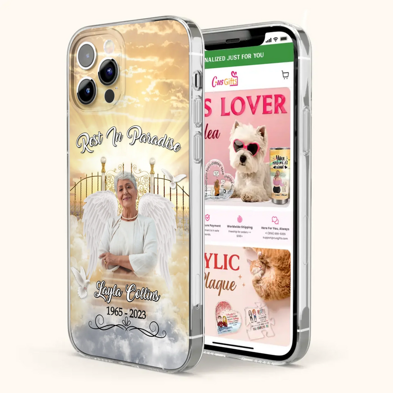 Custom Personalized Rest In Paradise Memorial Phone Case - Upload Photo - Memorial Gift Idea For Family - Case For iPhone And Samsung