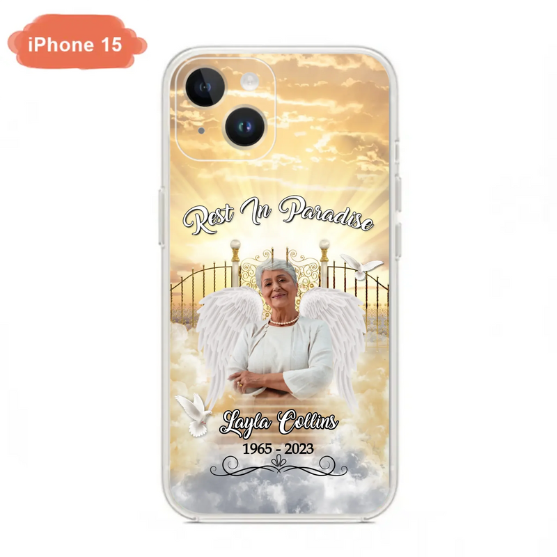 Custom Personalized Rest In Paradise Memorial Phone Case - Upload Photo - Memorial Gift Idea For Family - Case For iPhone And Samsung