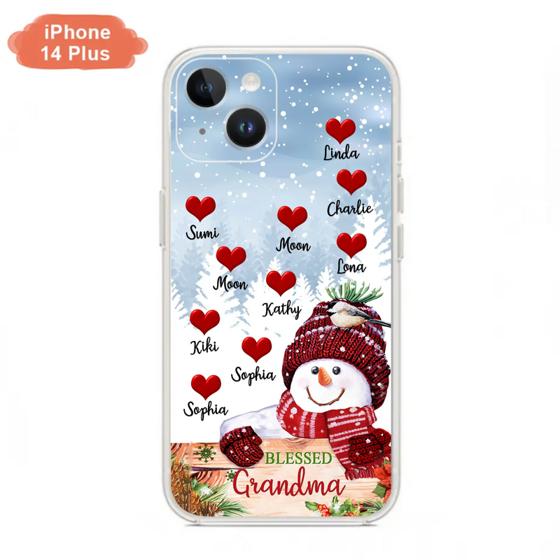 Personalized Snowman Grandma Phone Case - Christmas Gift Idea For Grandma - Up to 10 Kids - Case For iPhone/Samsung - Blessed Grandma