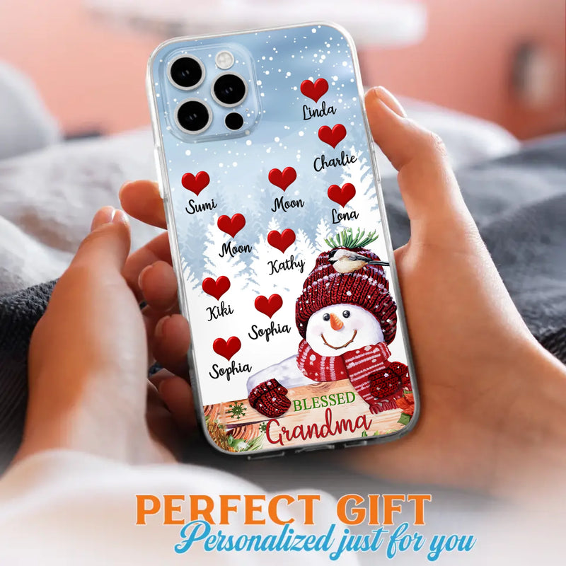 Personalized Snowman Grandma Phone Case - Christmas Gift Idea For Grandma - Up to 10 Kids - Case For iPhone/Samsung - Blessed Grandma