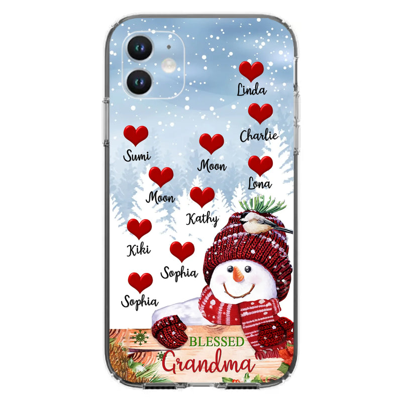 Personalized Snowman Grandma Phone Case - Christmas Gift Idea For Grandma - Up to 10 Kids - Case For iPhone/Samsung - Blessed Grandma