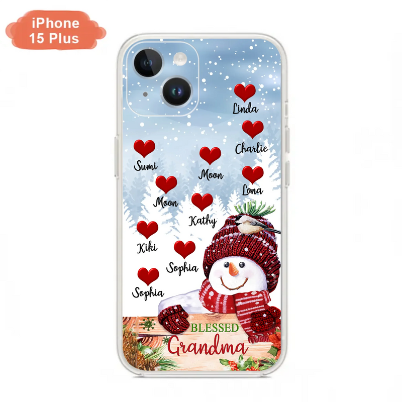 Personalized Snowman Grandma Phone Case - Christmas Gift Idea For Grandma - Up to 10 Kids - Case For iPhone/Samsung - Blessed Grandma
