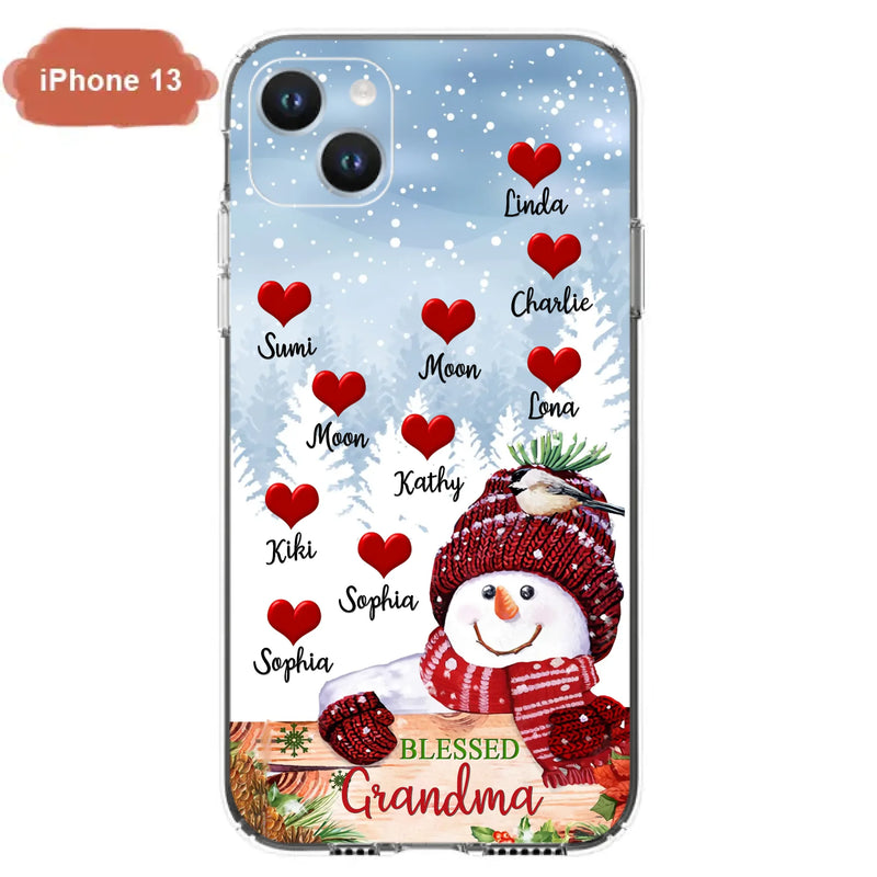 Personalized Snowman Grandma Phone Case - Christmas Gift Idea For Grandma - Up to 10 Kids - Case For iPhone/Samsung - Blessed Grandma
