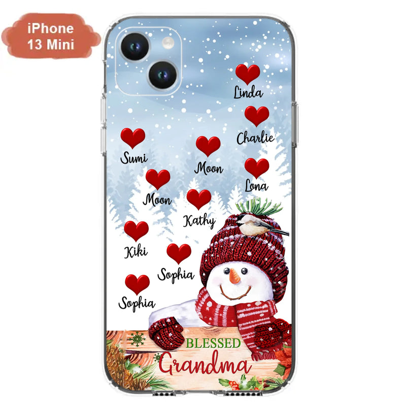 Personalized Snowman Grandma Phone Case - Christmas Gift Idea For Grandma - Up to 10 Kids - Case For iPhone/Samsung - Blessed Grandma