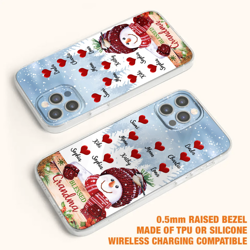 Personalized Snowman Grandma Phone Case - Christmas Gift Idea For Grandma - Up to 10 Kids - Case For iPhone/Samsung - Blessed Grandma