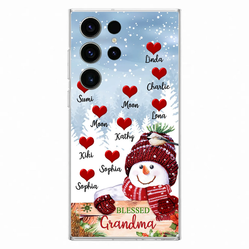 Personalized Snowman Grandma Phone Case - Christmas Gift Idea For Grandma - Up to 10 Kids - Case For iPhone/Samsung - Blessed Grandma