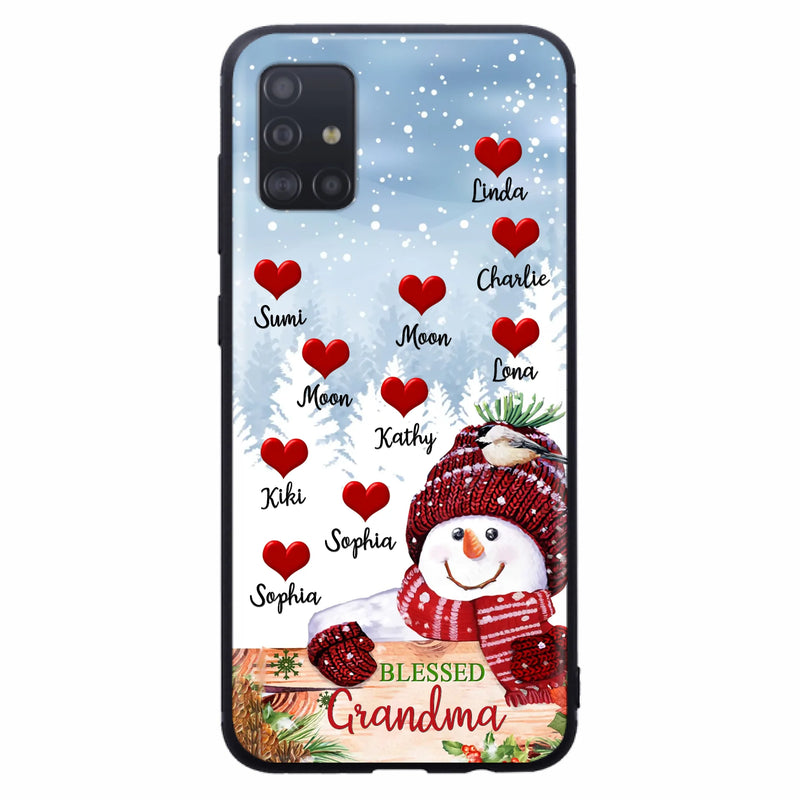 Personalized Snowman Grandma Phone Case - Christmas Gift Idea For Grandma - Up to 10 Kids - Case For iPhone/Samsung - Blessed Grandma
