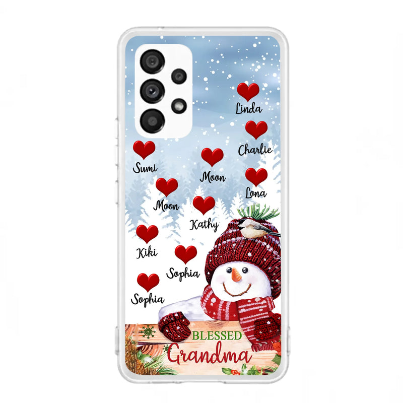 Personalized Snowman Grandma Phone Case - Christmas Gift Idea For Grandma - Up to 10 Kids - Case For iPhone/Samsung - Blessed Grandma