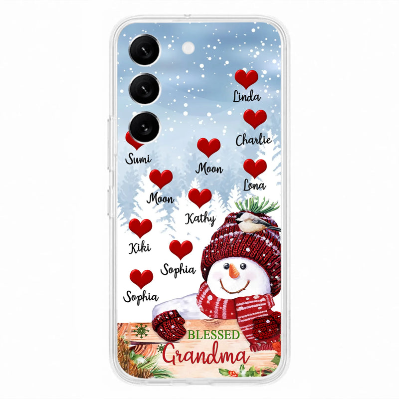 Personalized Snowman Grandma Phone Case - Christmas Gift Idea For Grandma - Up to 10 Kids - Case For iPhone/Samsung - Blessed Grandma