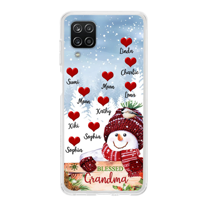 Personalized Snowman Grandma Phone Case - Christmas Gift Idea For Grandma - Up to 10 Kids - Case For iPhone/Samsung - Blessed Grandma
