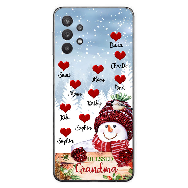 Personalized Snowman Grandma Phone Case - Christmas Gift Idea For Grandma - Up to 10 Kids - Case For iPhone/Samsung - Blessed Grandma