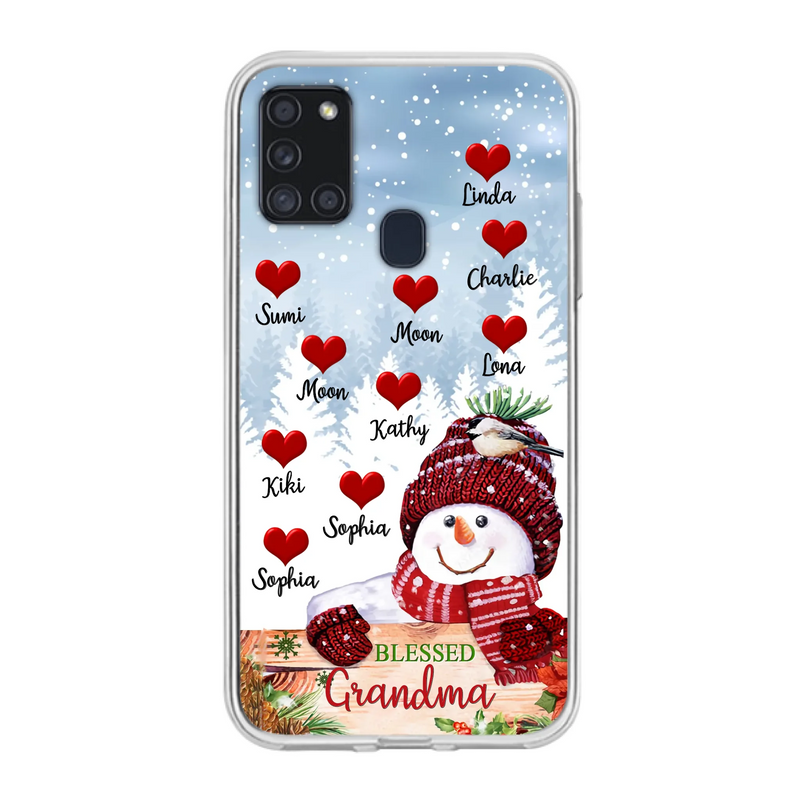 Personalized Snowman Grandma Phone Case - Christmas Gift Idea For Grandma - Up to 10 Kids - Case For iPhone/Samsung - Blessed Grandma