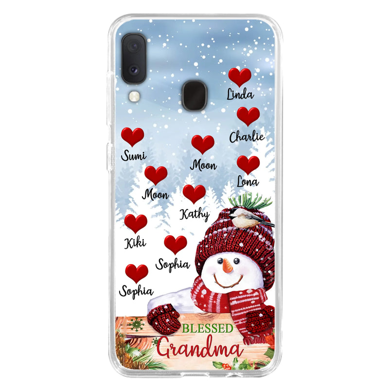 Personalized Snowman Grandma Phone Case - Christmas Gift Idea For Grandma - Up to 10 Kids - Case For iPhone/Samsung - Blessed Grandma