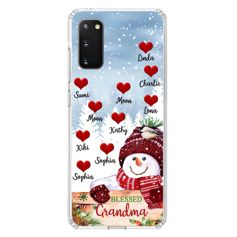 Personalized Snowman Grandma Phone Case - Christmas Gift Idea For Grandma - Up to 10 Kids - Case For iPhone/Samsung - Blessed Grandma