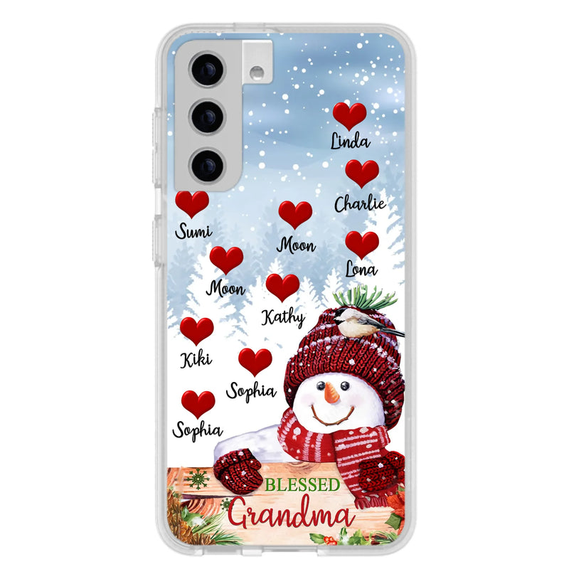 Personalized Snowman Grandma Phone Case - Christmas Gift Idea For Grandma - Up to 10 Kids - Case For iPhone/Samsung - Blessed Grandma
