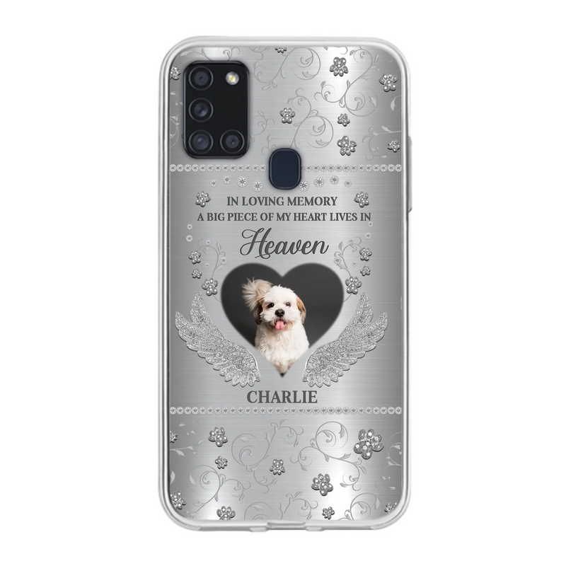 Personalized Memorial Phone Case - Upload Photo - Memorial Gift Idea For Pet Lover - A Big Piece Of My Heart Lives In Heaven - Case For iPhone/Samsung