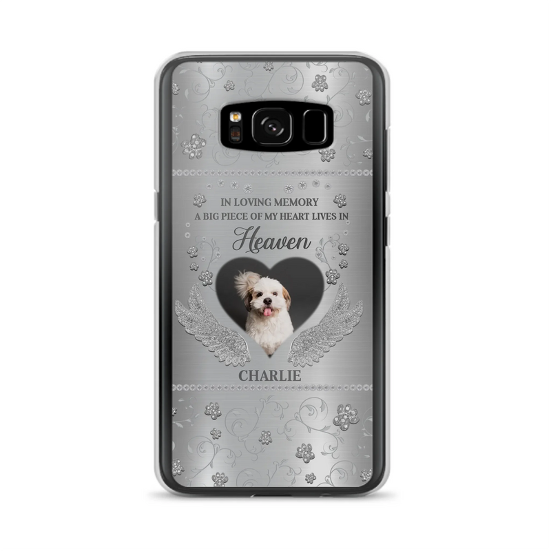 Personalized Memorial Phone Case - Upload Photo - Memorial Gift Idea For Pet Lover - A Big Piece Of My Heart Lives In Heaven - Case For iPhone/Samsung