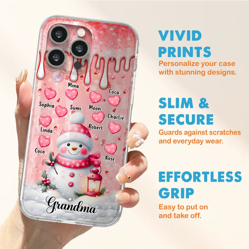 Personalized Snowman Grandma Phone Case - Christmas Gift Idea For Grandma - Up to 10 Kids - Case For iPhone/Samsung - Grandma