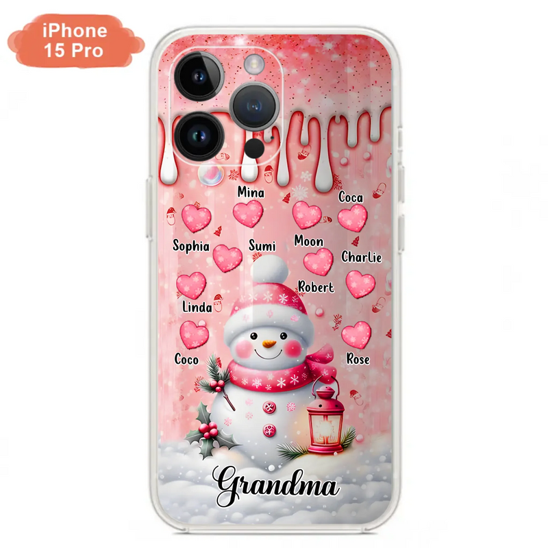 Personalized Snowman Grandma Phone Case - Christmas Gift Idea For Grandma - Up to 10 Kids - Case For iPhone/Samsung - Grandma