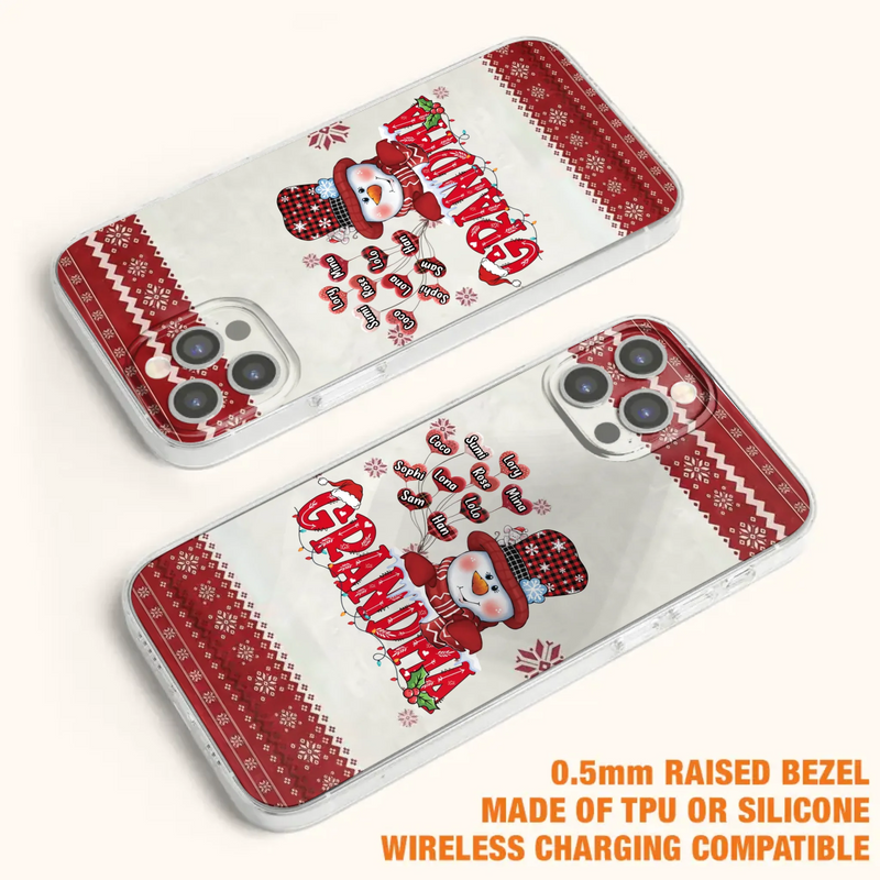 Personalized Snowman Grandma Phone Case - Christmas Gift Idea For Grandma - Up to 10 Kids - Case For iPhone/Samsung