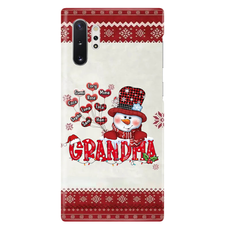 Personalized Snowman Grandma Phone Case - Christmas Gift Idea For Grandma - Up to 10 Kids - Case For iPhone/Samsung