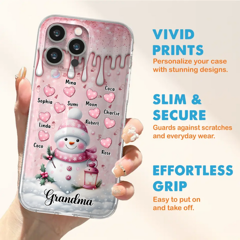 Custom Personalized Snowman Grandma Phone Case - Christmas Gift Idea For Grandma - Up to 10 Kids - Case For iPhone/Samsung - Grandma