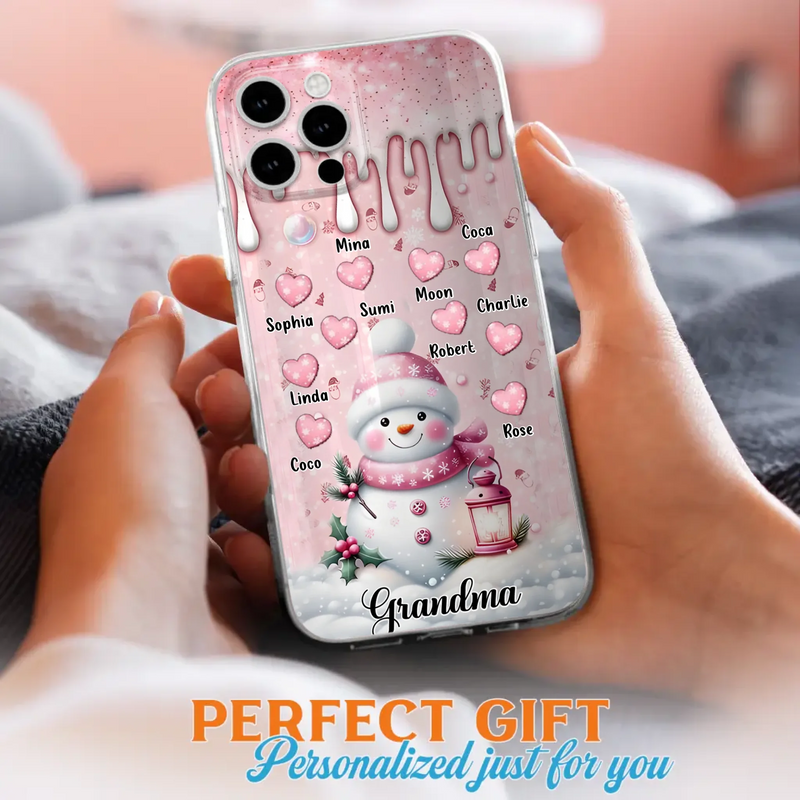 Custom Personalized Snowman Grandma Phone Case - Christmas Gift Idea For Grandma - Up to 10 Kids - Case For iPhone/Samsung - Grandma