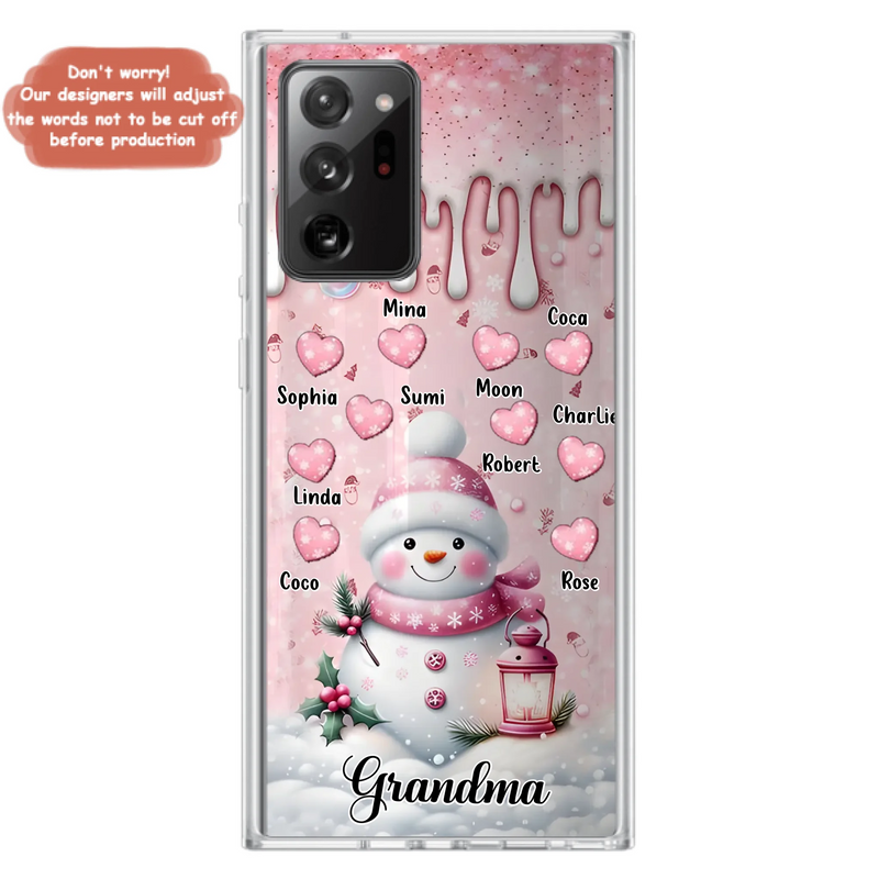 Custom Personalized Snowman Grandma Phone Case - Christmas Gift Idea For Grandma - Up to 10 Kids - Case For iPhone/Samsung - Grandma
