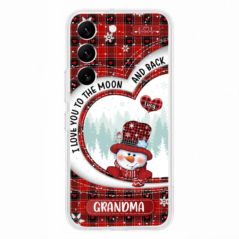 Custom Personalized Snowman Grandma Phone Case - Christmas Gift Idea For Grandma - Up to 12 Kids - Case For iPhone/Samsung - I Love You To The Moon And Back