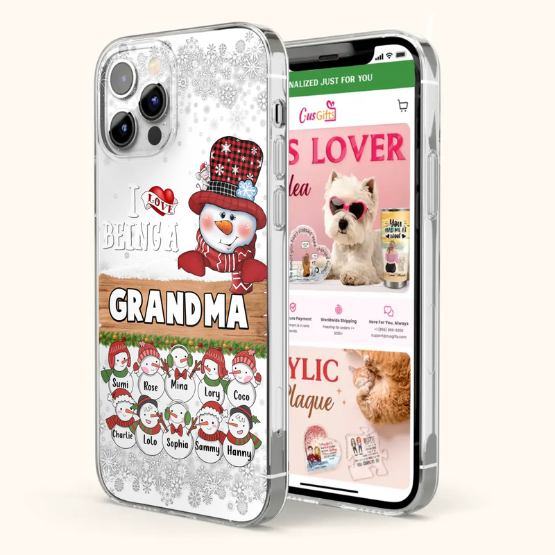 Custom Personalized Grandma Phone Case - Upto 10 Grandkids - Christmas Gift Idea for Grandma - I Love Being A Grandma - Case For iPhone/Samsung