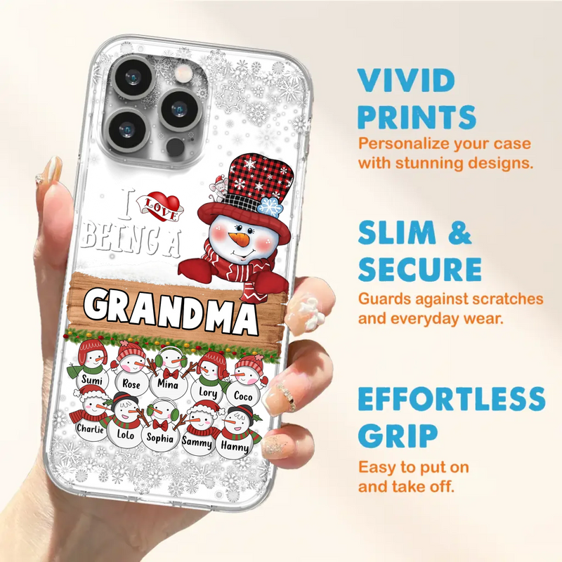 Custom Personalized Grandma Phone Case - Upto 10 Grandkids - Christmas Gift Idea for Grandma - I Love Being A Grandma - Case For iPhone/Samsung