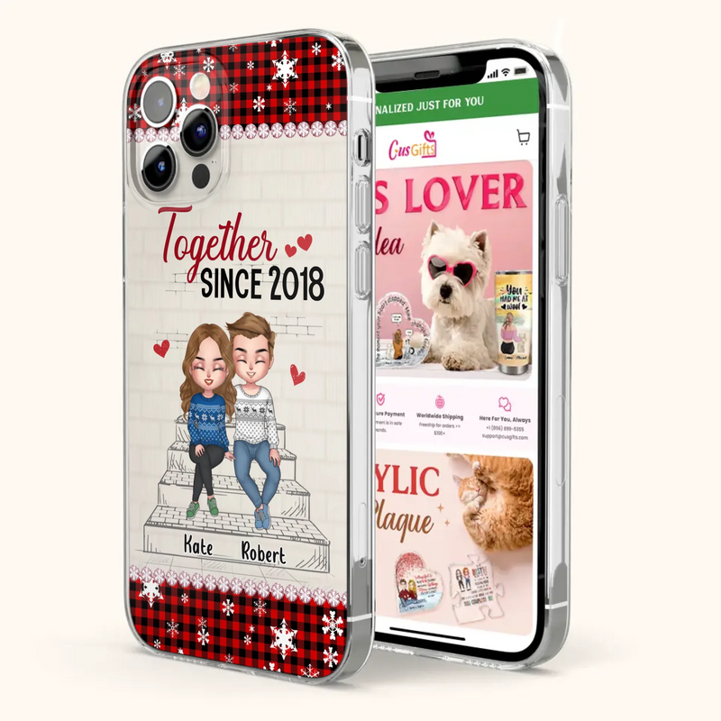 Custom Personalized Christmas Couple Phone Case - Christmas Gift Idea For Couple - Together Since 2018 - Case For iPhone/Samsung