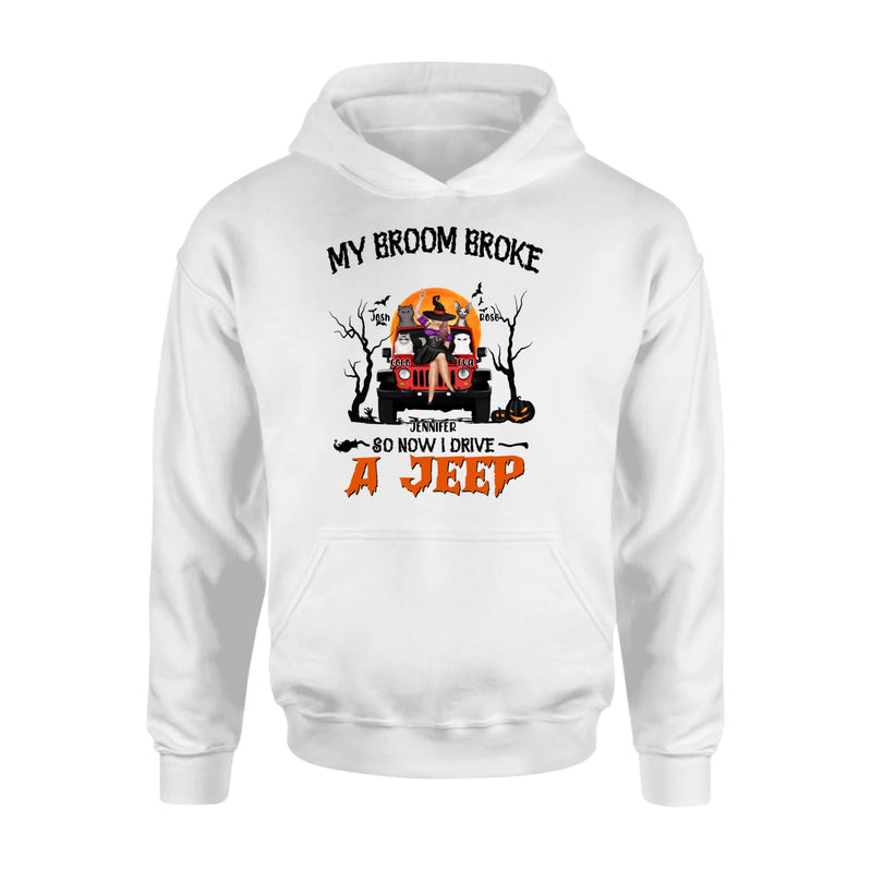 Personalized Off-road Girl Shirt - Up to 4 Cats - Halloween Gift Idea For Off-road Lovers/Cat Lovers - My Broom Broke