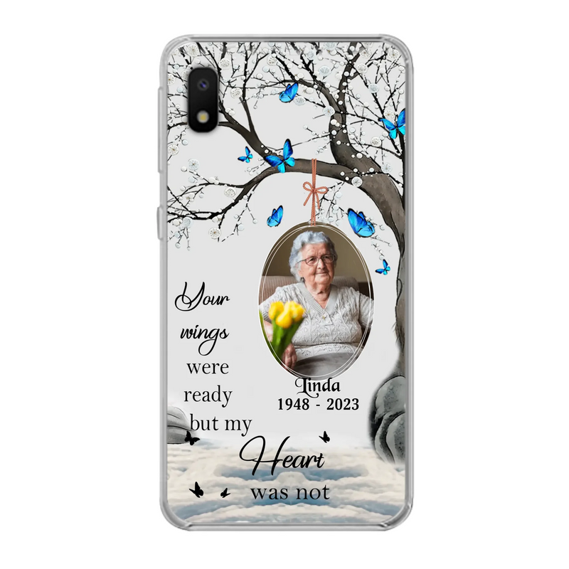 Custom Personalized Memorial Photo Phone Case - Upload Photo - Memorial Gift Idea For Family Member - Your Wings Were Ready But My Heart Was Not - Case For iPhone/Samsung