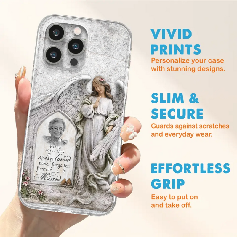 Custom Personalized Memorial Photo Phone Case - Memorial Gift Idea For Family Member - Always Loved Never Forgotten Forever Missed - Case For iPhone/Samsung