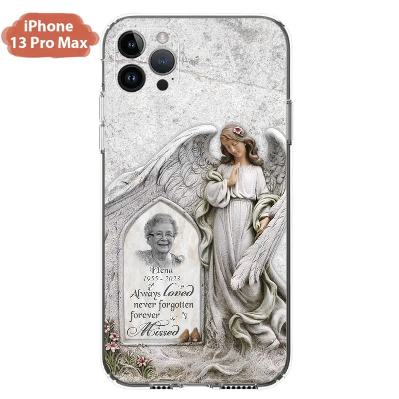 Custom Personalized Memorial Photo Phone Case - Memorial Gift Idea For Family Member - Always Loved Never Forgotten Forever Missed - Case For iPhone/Samsung