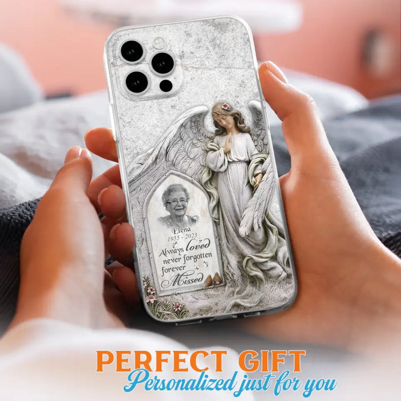 Custom Personalized Memorial Photo Phone Case - Memorial Gift Idea For Family Member - Always Loved Never Forgotten Forever Missed - Case For iPhone/Samsung