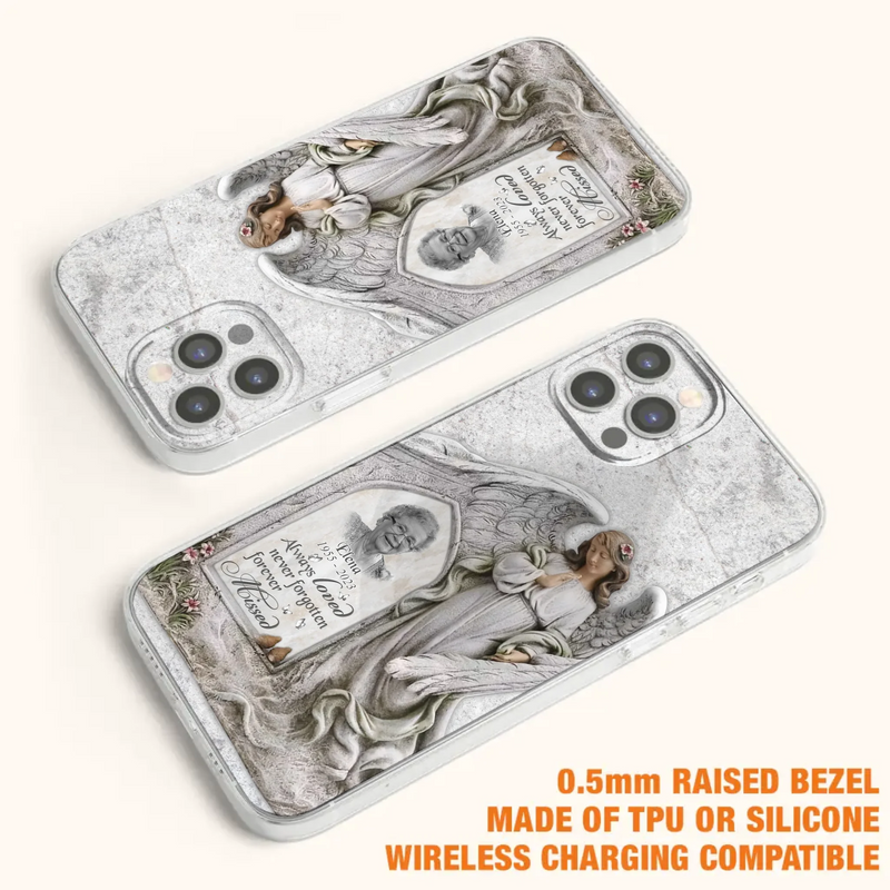 Custom Personalized Memorial Photo Phone Case - Memorial Gift Idea For Family Member - Always Loved Never Forgotten Forever Missed - Case For iPhone/Samsung
